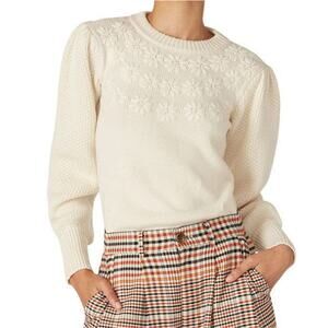 Louna Embroidered Puff Sleeve Sweater XS